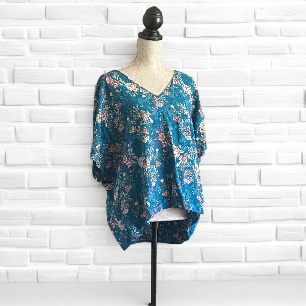 Floral Bohemian Teal Women's Blouse